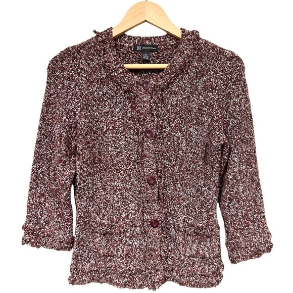 INC International Concepts Maroon Speckled Cardigan Button Down Large 90s Y2K - Picture 2 of 7